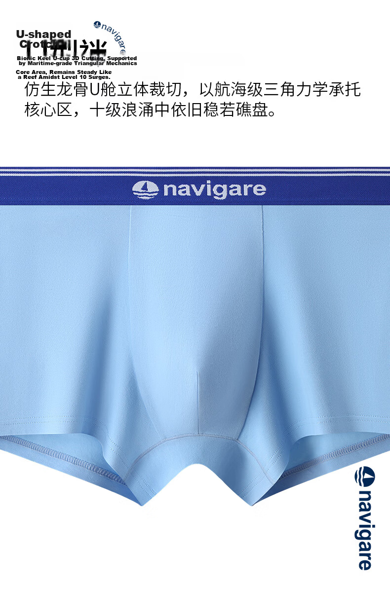 Navikail 3-Pack Men's Antibacterial Breathable Boxer Briefs Small Sailboat Design 14