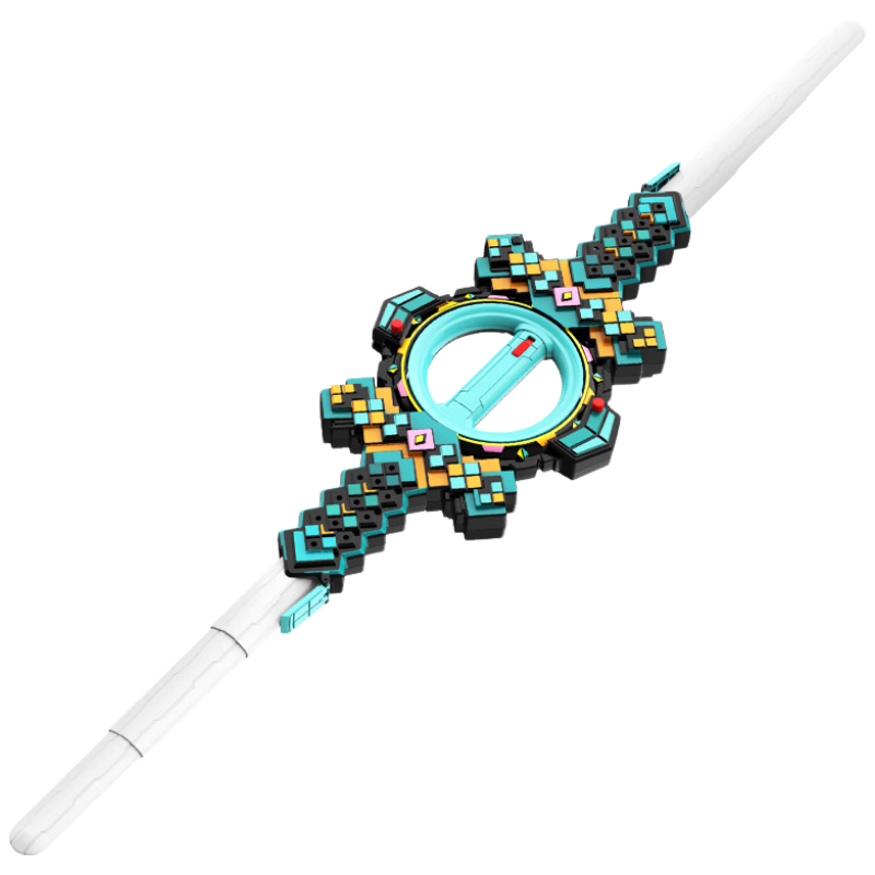 Miaobeile Fire Spin Double-Blade Spark Light Saber Rotating Telescopic Laser Sword Glowing Kids Toy Boys Birthday Gift