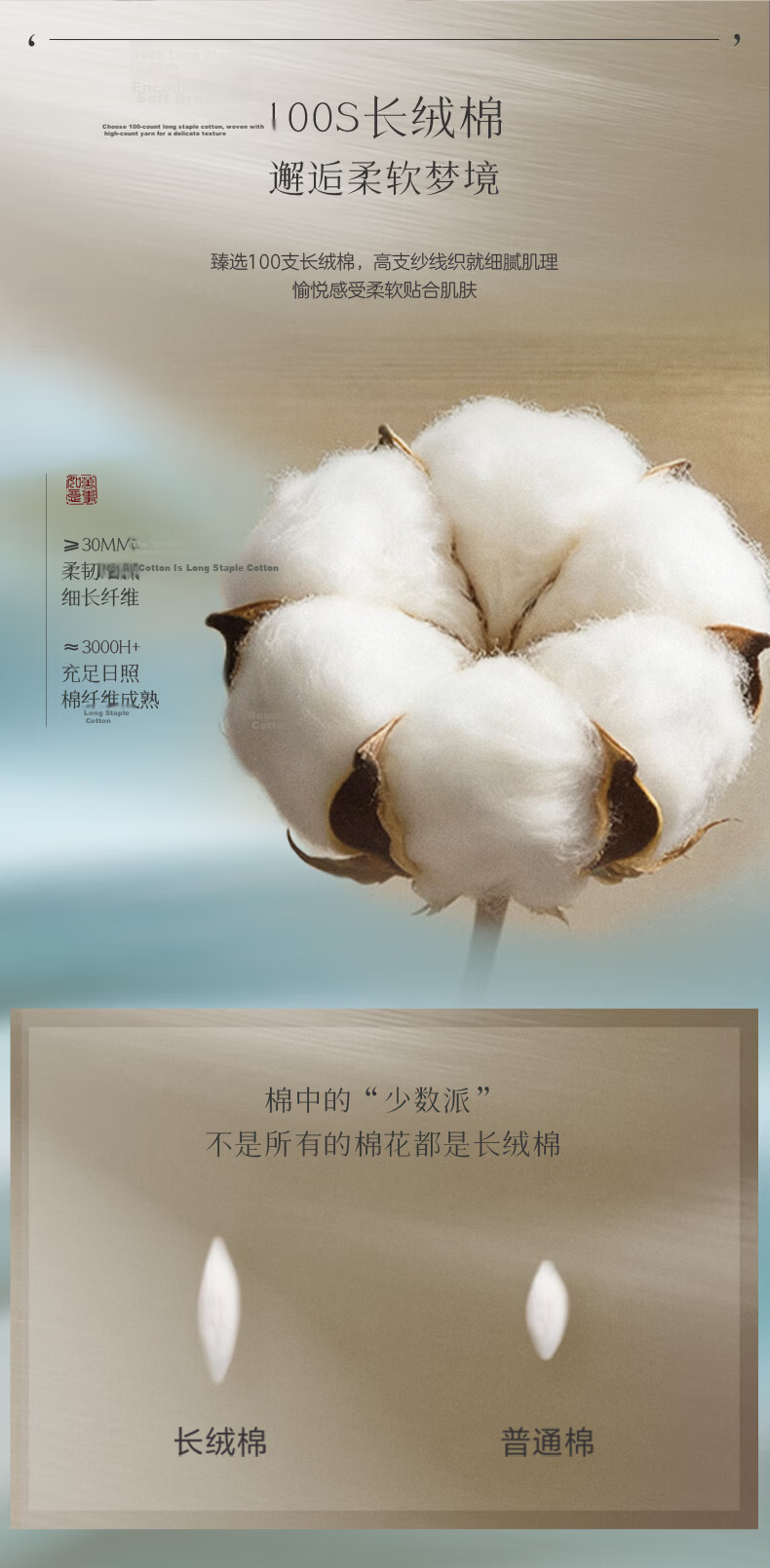 Fuanna 100s Long-Staple Cotton Four-Piece Bedding Set A-Class Single/Double/King Size 203×229cm 4