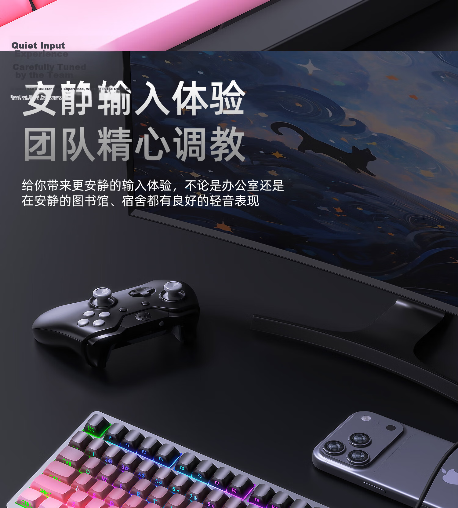 AOC K120 Wired Mechanical Feel Keyboard Gaming Office Keyboard 98-Key Layout Backlit Desktop Laptop Keyboard Dusty Gray Side-Printed 9
