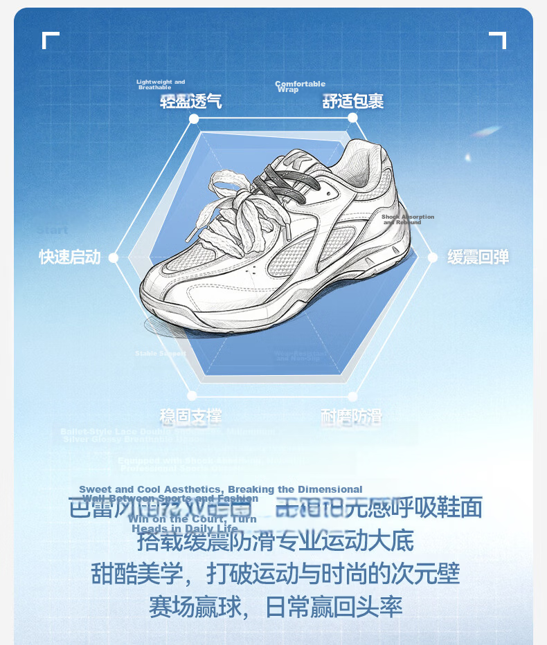 KAWASAKI Women's Badminton Shoes Blue and White Porcelain Series Moxi Non-Slip Shock Absorption Durable Sports Shoes D22044 White Size 38 3