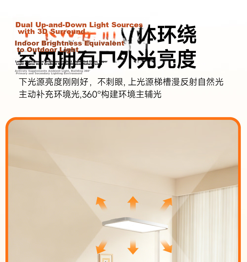 Oppein Study Large Desk Lamp Ambient Floor Lamp Full-Spectrum Eye Protection Standing Lamp for Children 15