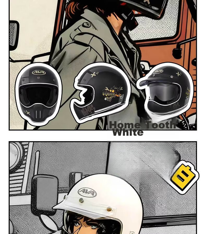 AVA Ranger Motorcycle Retro Full Face Cruiser Helmet Small Shell Off-Road Helmet Unisex Lake Silver + Riding Gift Pack M 29