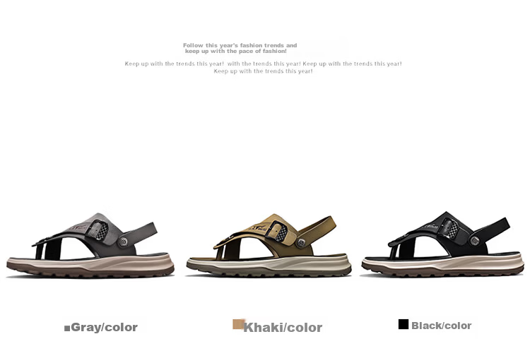 Bull Family Men's Leather Sandals Summer New Dual-Wear Soft Sole Durable Outdoor Beach Casual Flip-Flops 7