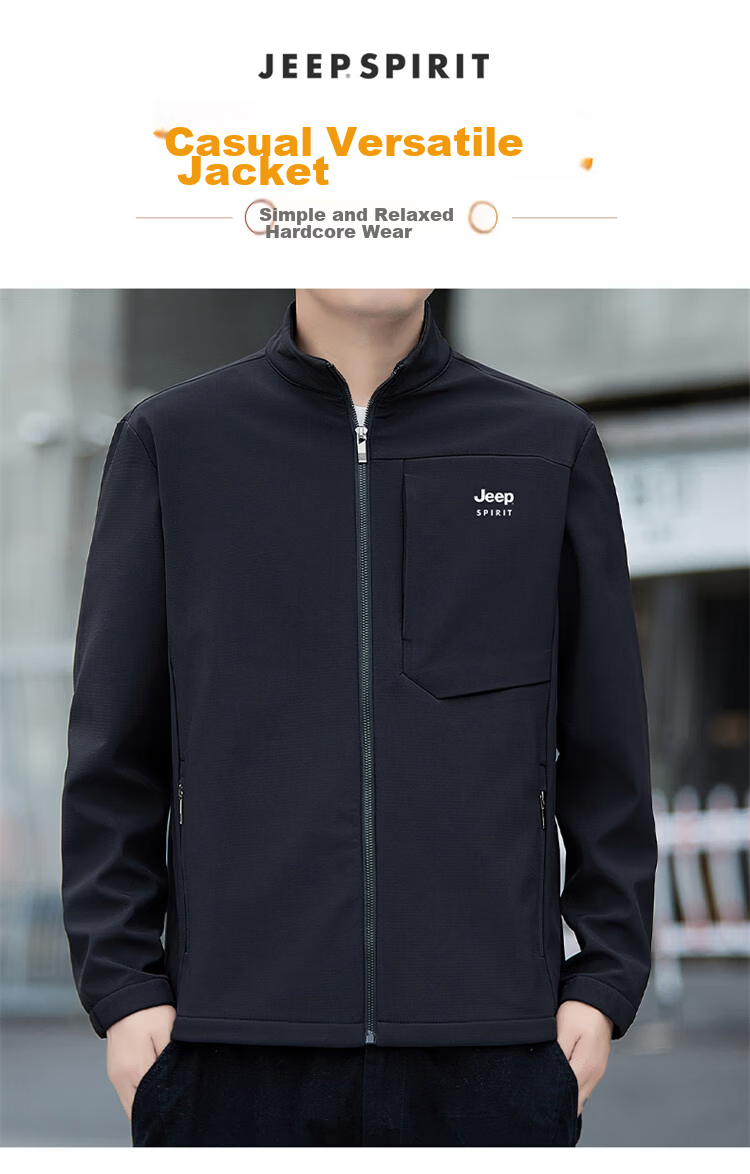 JEEP SPIRIT Men's Softshell Jacket Autumn Winter Men's Workwear Casual Trendy Loose Outerwear 1