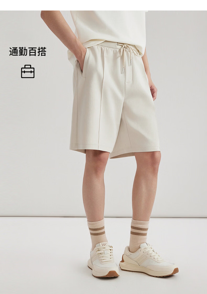 CABBEEN 260G Air Layer Basic Versatile Gold High-Frequency Logo Print Breathable Shorts Summer 2026 16