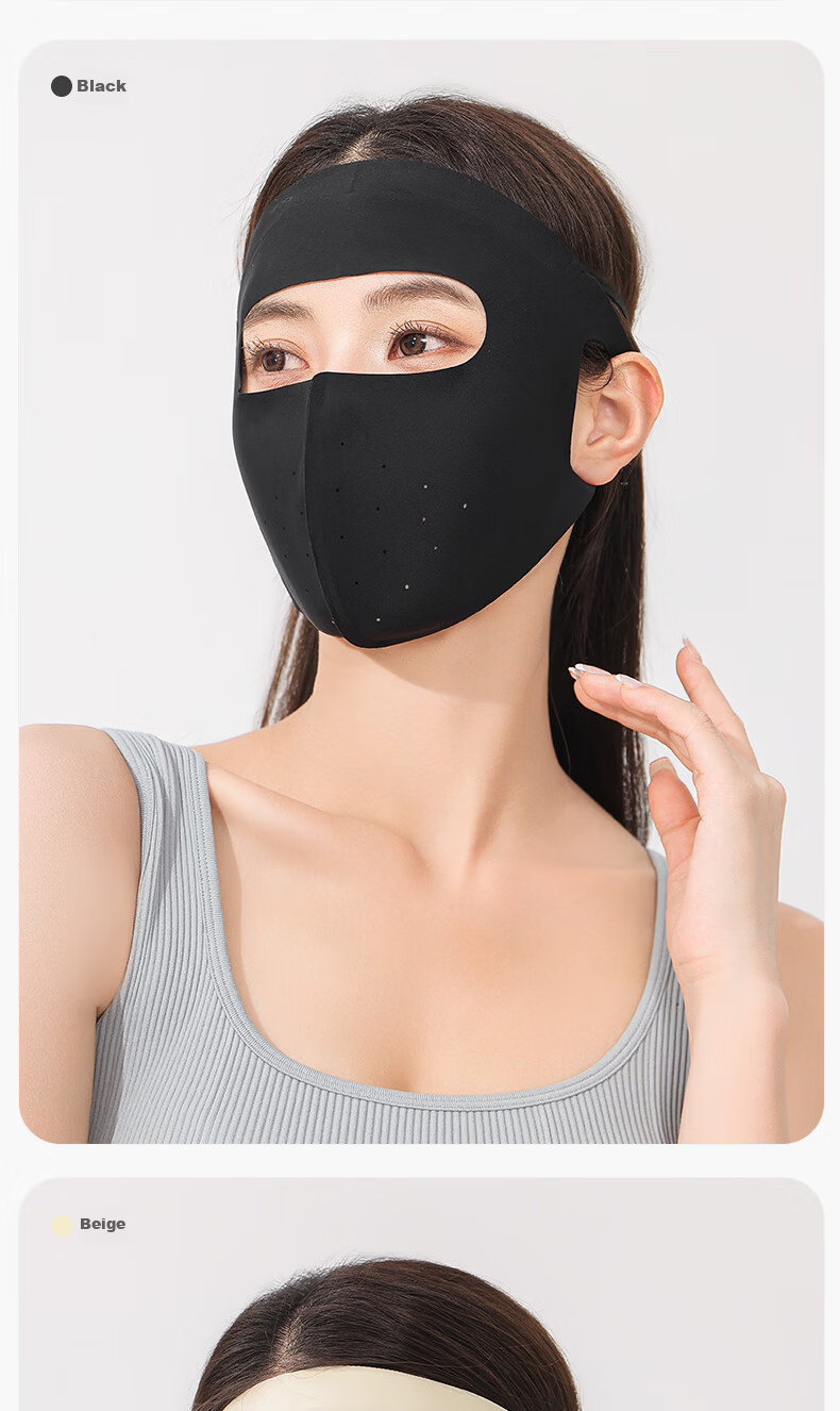 Romon Ice Silk Sun Protection Face Mask Women's Full Face UV Protection Breathable Ear-Hook Cycling Mask Men's Sun Protection Veil 14