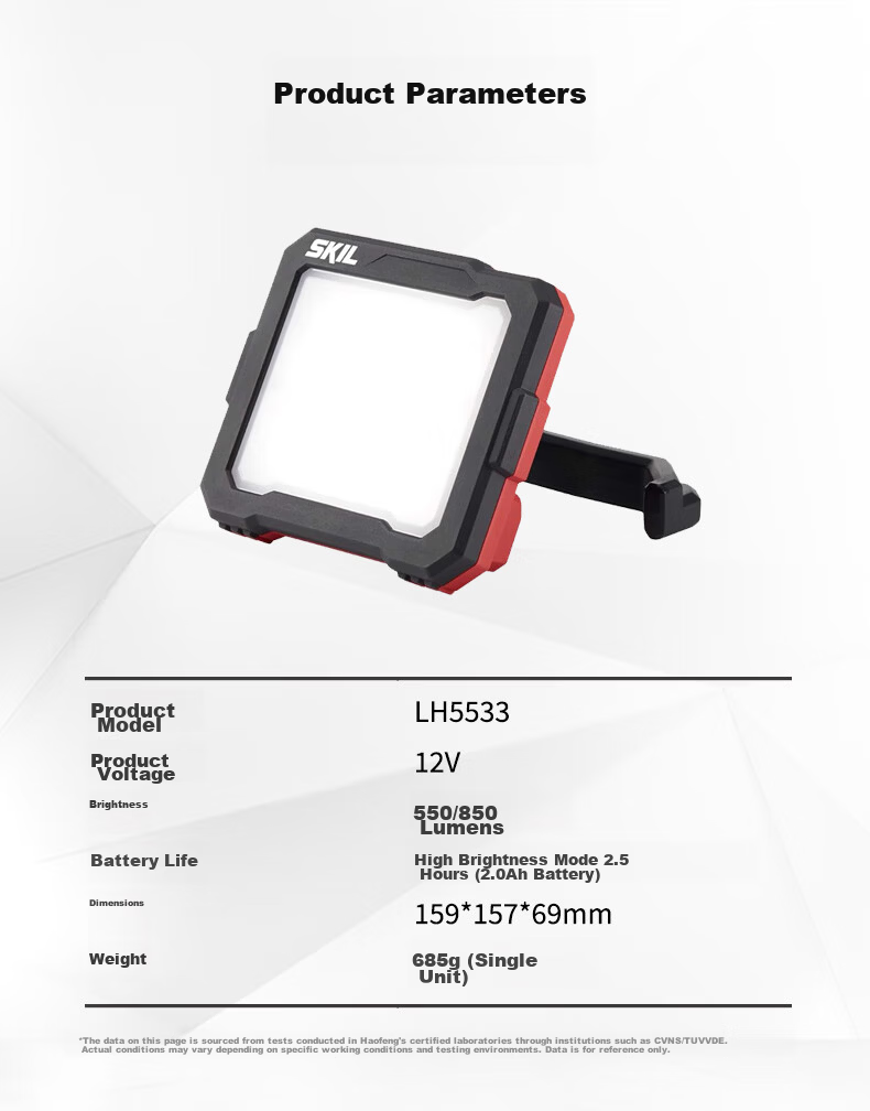 SKIL 12V Lithium Battery LED Work Light 5533 High Brightness Rechargeable Flat Panel Desk and Wall Mount Lighting 9
