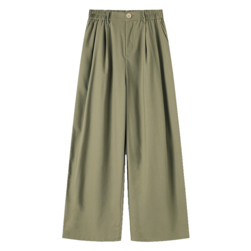 TonLion 2026 Spring Elastic Waist Women's Casual Long Pants Army Green M