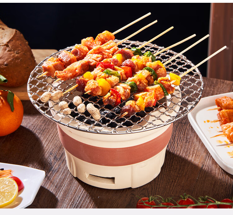 Suncojia Barbecue Grill, Tea Brewing Stove with Surrounding, Outdoor Charcoal Grill, Home Use 304 Stainless Steel Barbecue Grate, Smokeless Grilling Pan, Charcoal Grill Rack 14