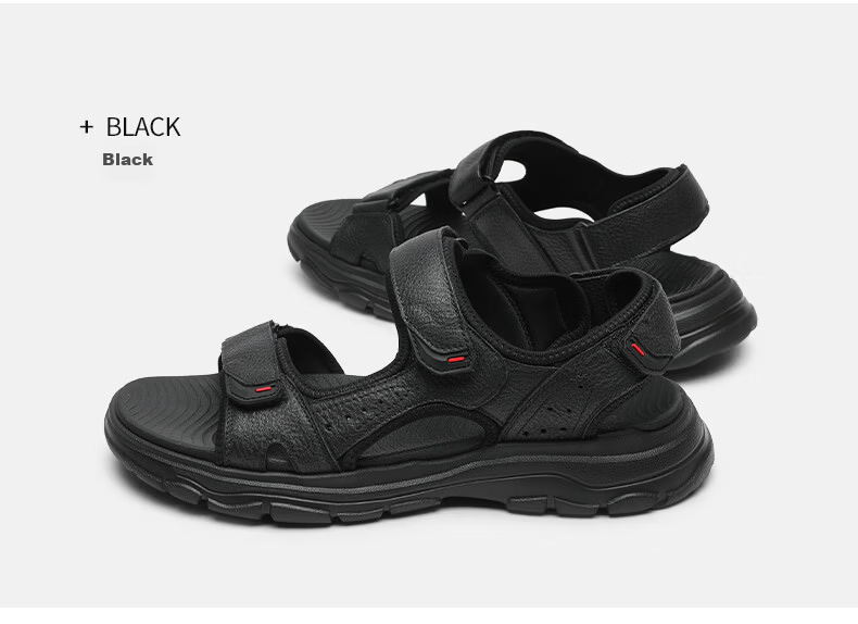 Goldlion Men's New Casual Sandals with Velcro Lightweight Shock-Absorbing Durable Beach Shoes G229420234AAF Black Size 37 11