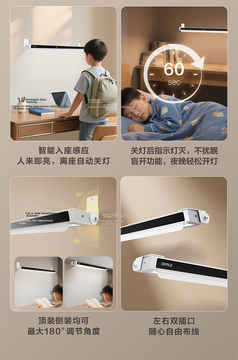 OPPLE Full Spectrum Eye Protection National AA Student Children's Study Dormitory Deskless Reading Wall-mounted Desk Lamp Boxin 2
