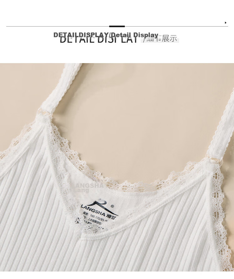 LangSha Women's Ribbed Skin-Friendly Spring Summer Camisole Lace V-Neck Trim Comfortable Base Layer Tank Top 9