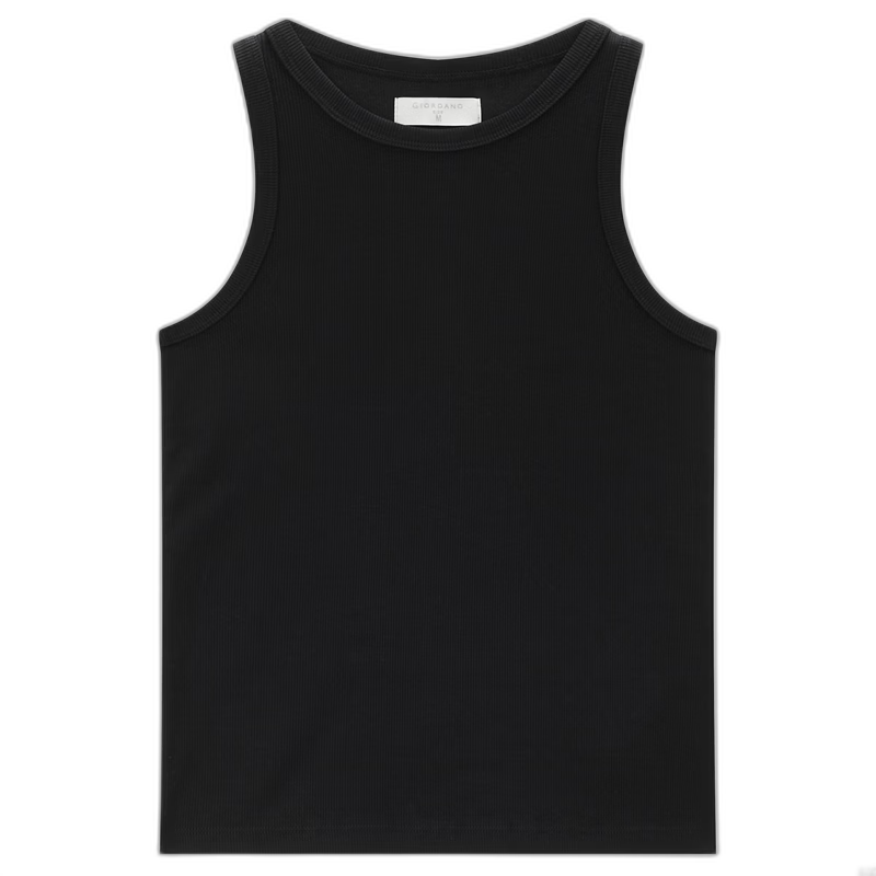 Giordano Women's New Solid Color Simple Style Ribbed Knit Slim-Fit Round Neck Sleeveless T-Shirt 13324209