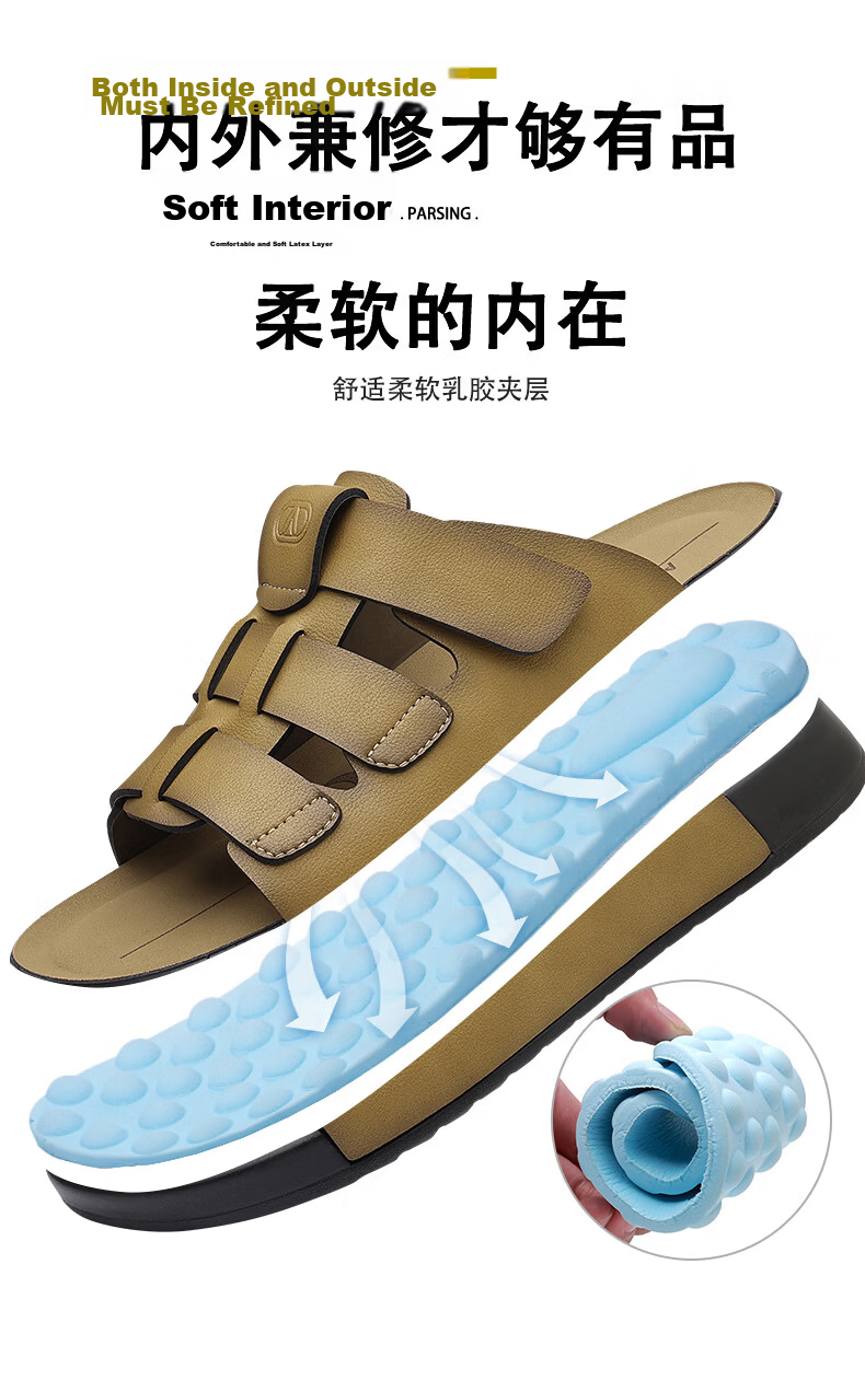 Aokang Summer Men's Casual Beach Sandals Black Size 43 6