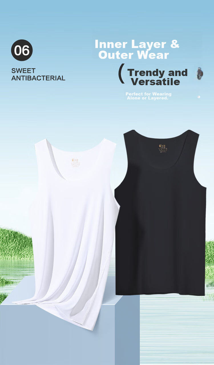 Hodo 2-Pack 50S Modal Seamless Vest for Men Soft Sports Sweat-Absorbing Breathable Base Shirt 7