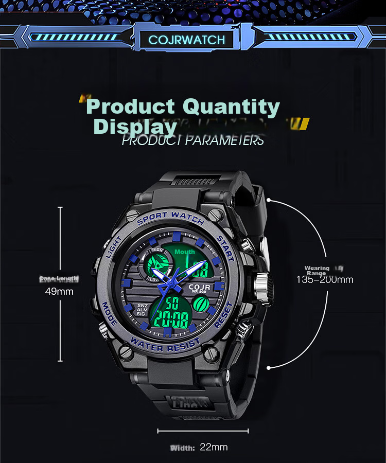 COJR Electronic Timing Watch Alarm Clock Youth Boys Middle and High School Mechanical Sports Waterproof 10