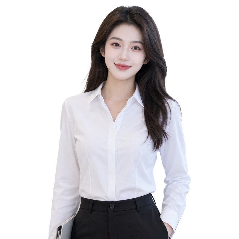 Chaoxu Women's White Shirt 2026 Spring Summer Long Sleeve Professional Business Non-Iron Simple Versatile Formal Wear