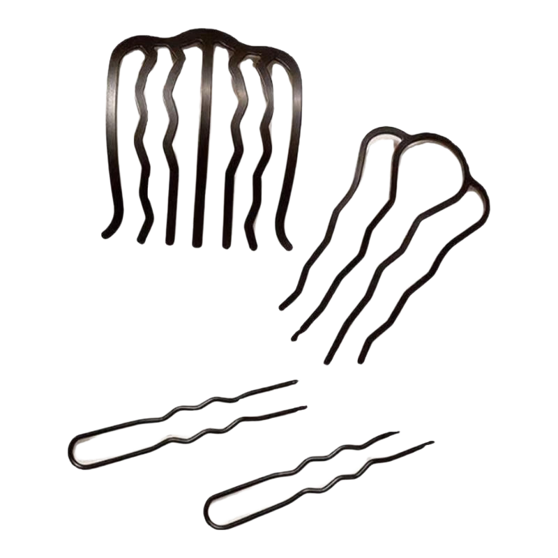 Liqing Lazy Bun Maker [6-Piece Set], U-Shaped Metal Hairpins, Hair Forks, Hair Clips for Wome