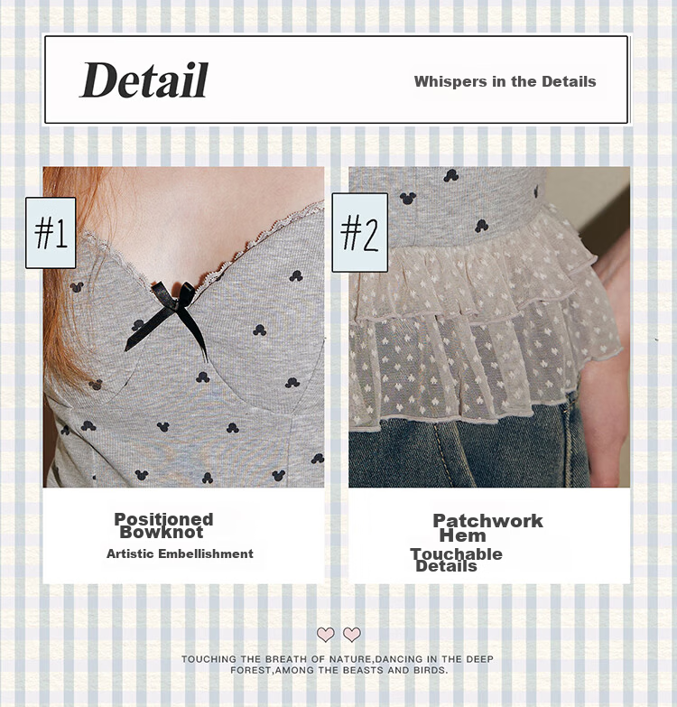 Gukoo Women's Vest Spring Summer Disney Collaboration 2026 New Padded Mesh Camisole Cloud Smoke Gray M 13