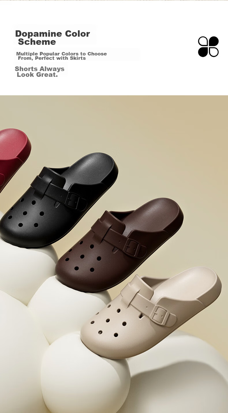 Puxi Platform Open-Toe Half-Slip Women's Summer Outdoor Clogs Dragon Fruit Color Size 35-36 8