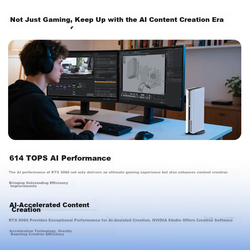 Mingfan Atom Hero Series G1 Pro Dedicated Graphics Mini PC RTX 5060 / R9-8945HX High-Performance Gaming E-sports Mini Desktop Computer National Subsidy 32GB+1TB 9