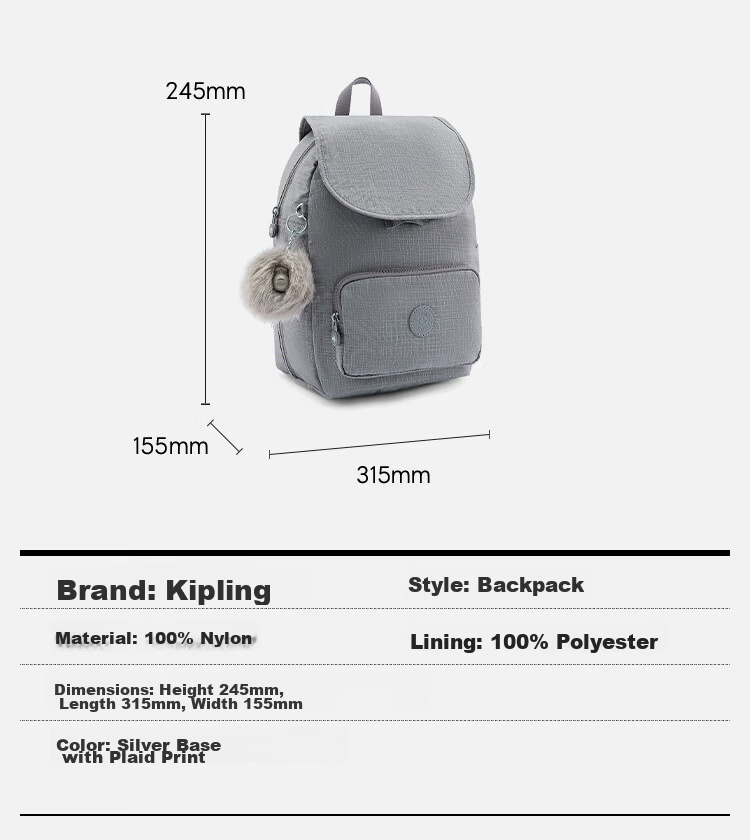 Kipling KAGAN Large Capacity Lightweight Backpack for Students Birthday Gift Peacock Blue Striped Patchwork 2