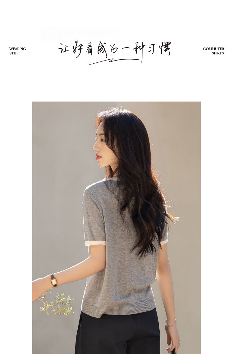Demana [100 Lyocell] Summer Lightweight Office Round Neck Colorblock Slimming Concealing Knit Cardigan for Women Premium Feel 8