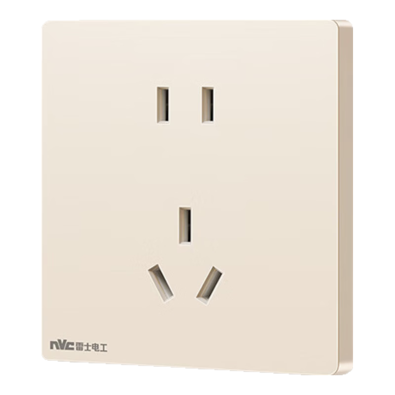 NVCleishidiangong Switch Socket, No Spray Painting Cream Style, 10A Standard Five-Hole Socket Bulk Pack, Ten-Piece Set, N25 Cream Yellow
