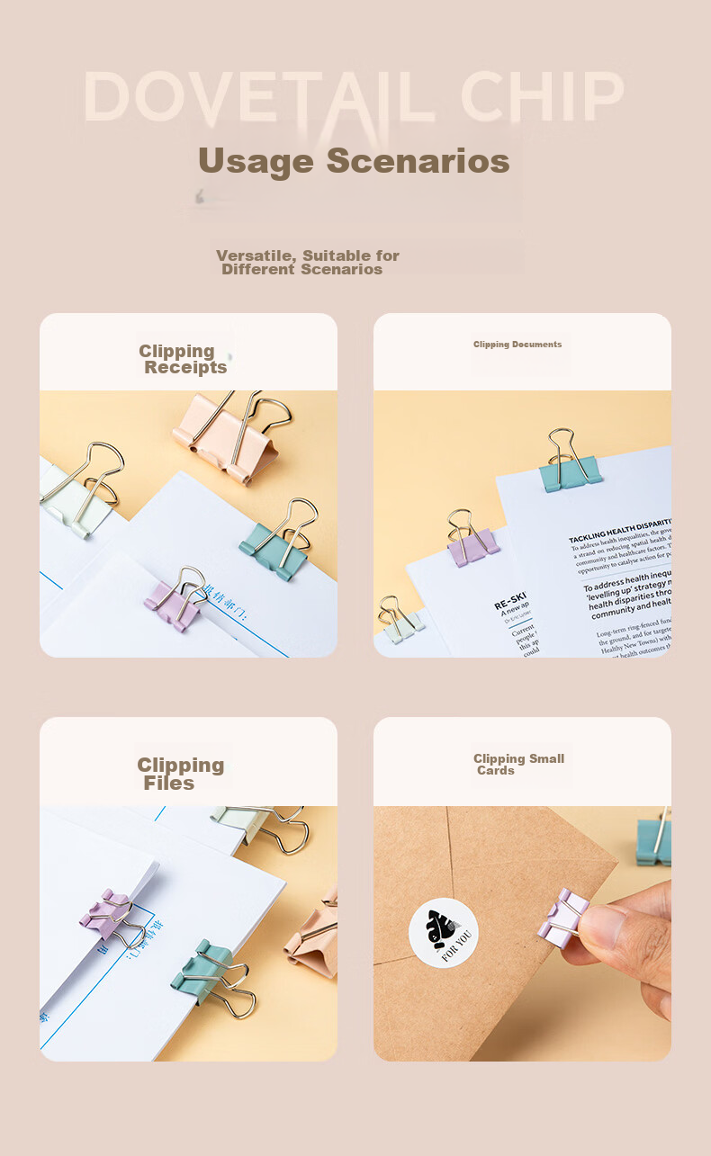 COMIX 3-in-1 Combo Set Long Tail Clips (19mm Small 35pcs, 32mm Medium 10pcs, 240 Paper Clips) Office EB309 8