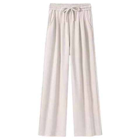 Langsha Women's Glutinous Rice Pants Autumn Winter White Fleece Thickened 2025 New Soft High Waist Draped Straight Leg Cotton Wide Leg Pants