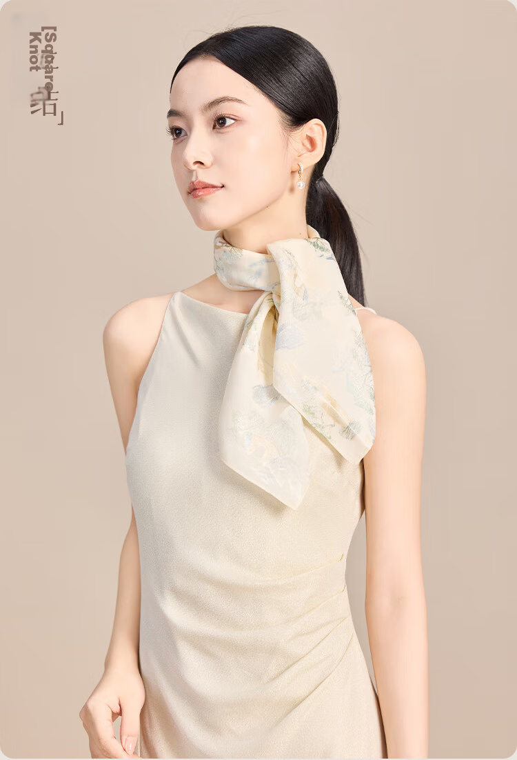 JIUMU 100% Mulberry Silk Scarf Square Shawl for Women Birthday Gift Box for Mom Dragon Boat Festival 9