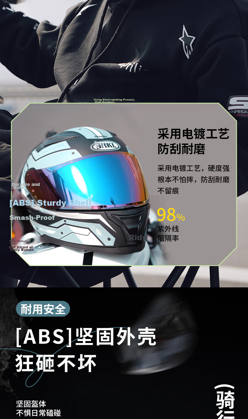 SAKL Electric Bike Helmet Motorcycle Helmet DOT Certified 3C Standard Unisex Four-Season Winter Riding Safety Anti-Fog Dual Lens Full Face Helmet 4