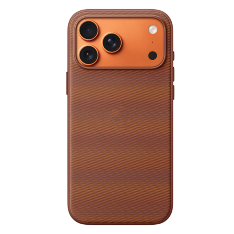 ESCASE Magnetic Full-Coverage Tech Fabric MagSafe Shockproof Protective Case for iPhone 17, Business Brown