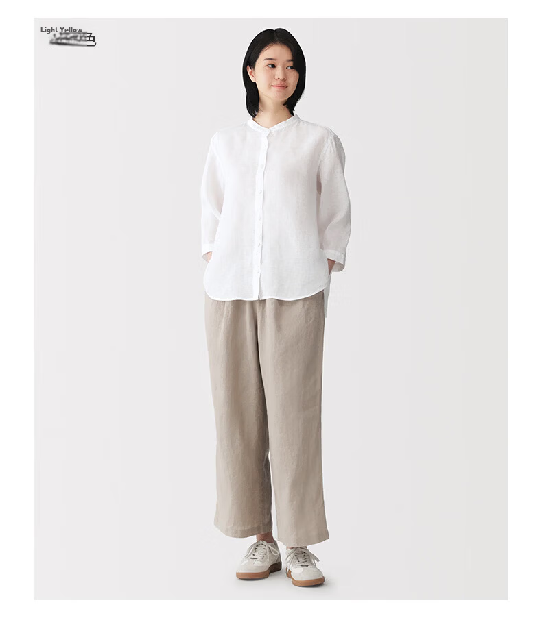 MUJI Washed Wide-Leg Hemp Pants M Charcoal Gray 8