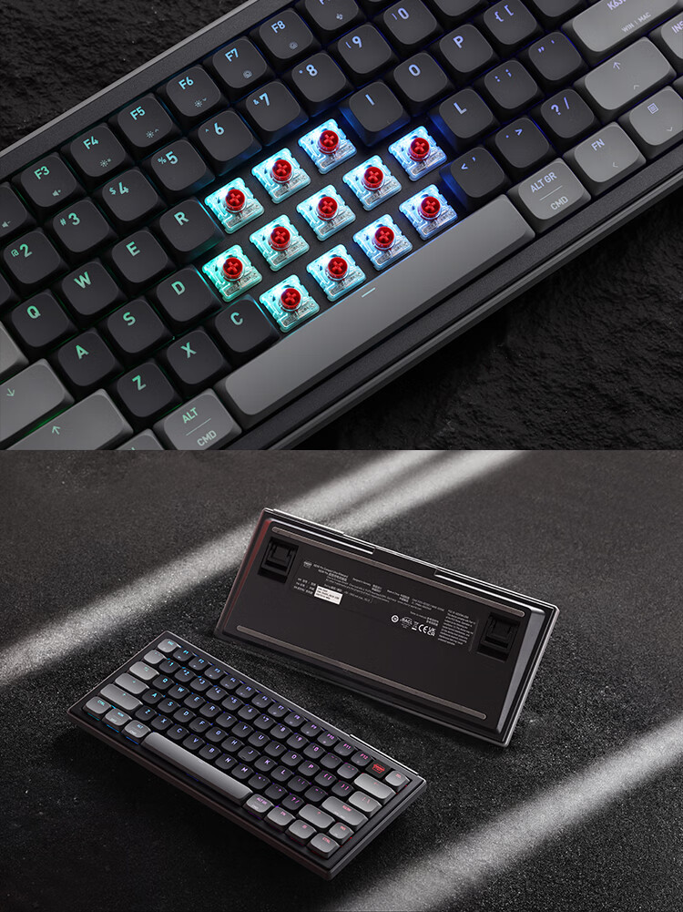 CHERRY K63W PRO Low Profile UWB Wireless Dual Mode Mechanical Keyboard RGB Backlit Business Office Slim Portable Gasket Structure 77-Key Gaming Wired Keyboard 14
