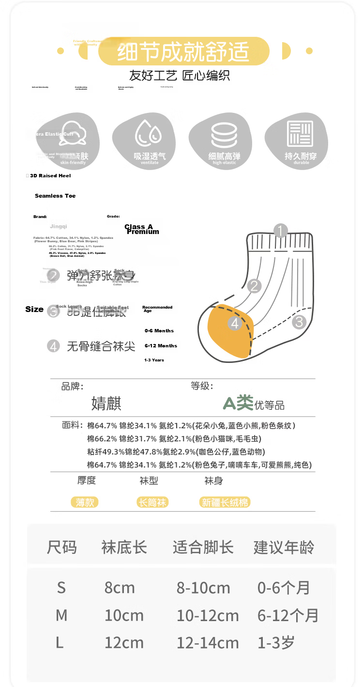 JOYNCLEON Baby Long Tube Socks Summer Thin Over-the-Knee Anti-Mosquito Breathable Mesh Toddler Socks 3