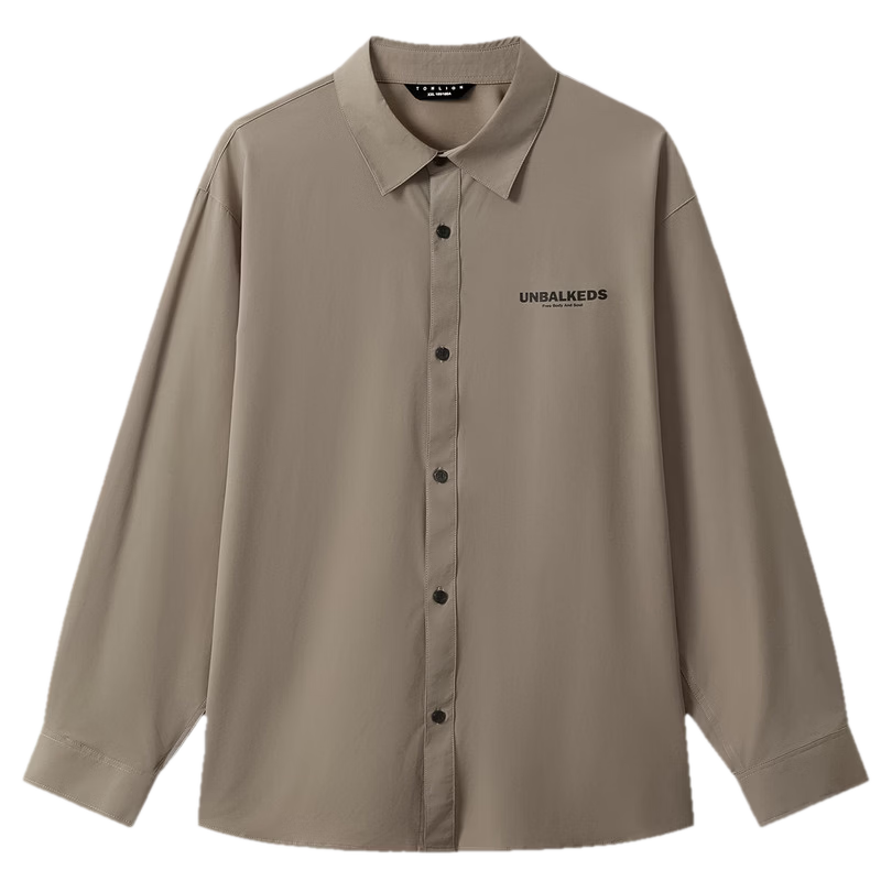 TonLion 2026 Spring New Turn-Down Collar Long Sleeve Shirt Men's Dark Khaki American Vintage Lightweight Shirt Jacket