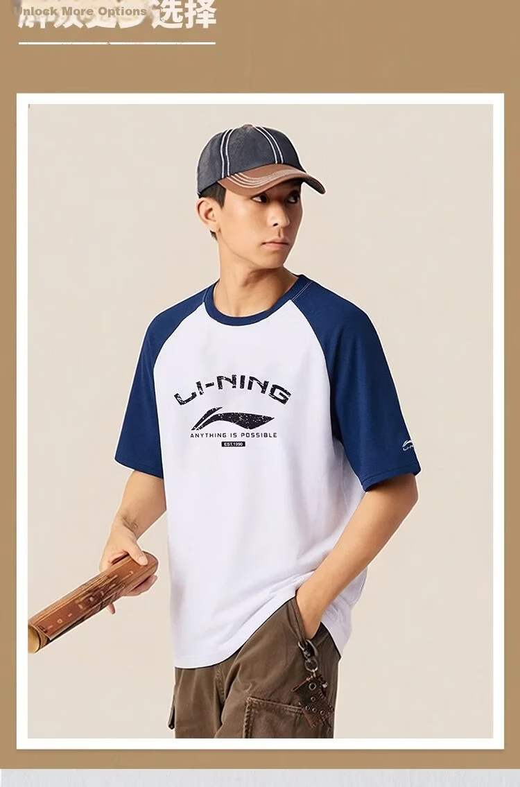LI-NING Men's Summer Sports T-Shirt Breathable Lightweight Short Sleeve Casual Running Fitness Top 6