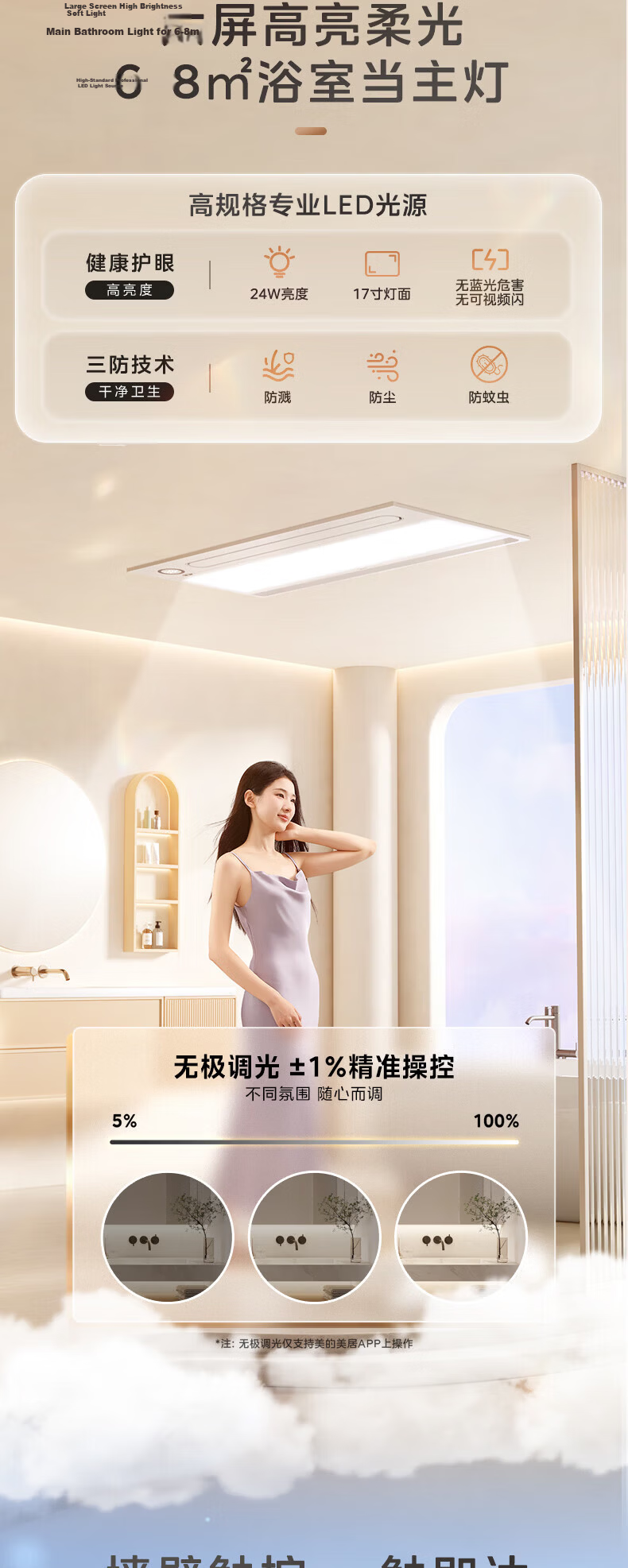 Midea Smart Bathroom Heater Warm Bath Cabin Series Lighting Exhaust Graphene Rapid Heating Sterilization 001W 16