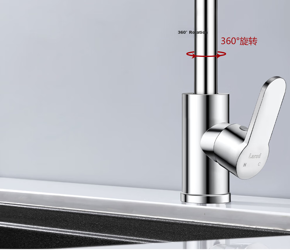 Larsd Kitchen Faucet Rotatable Sink Faucet Dual Temperature Hot and Cold Water Tap for Washing Basin F085 4