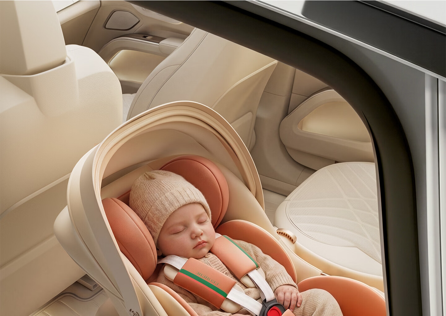 Ekobebe Newborn Infant Carrycot Child Safety Car Seat Baby Portable Car Use Cheese Brown [New National Standard] 14