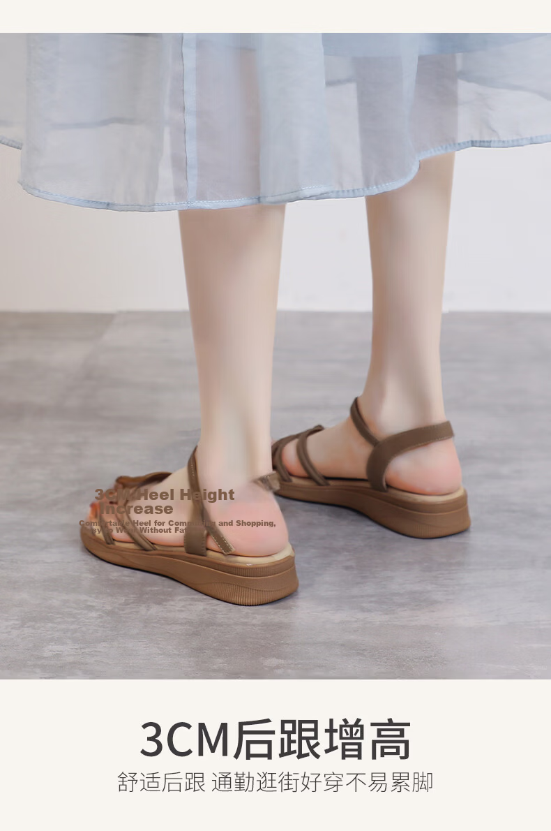 MULINSEN Women's New Commuter Elegant Roman Sandals Breathable Lightweight Summer Sandals Beige Size 39 4