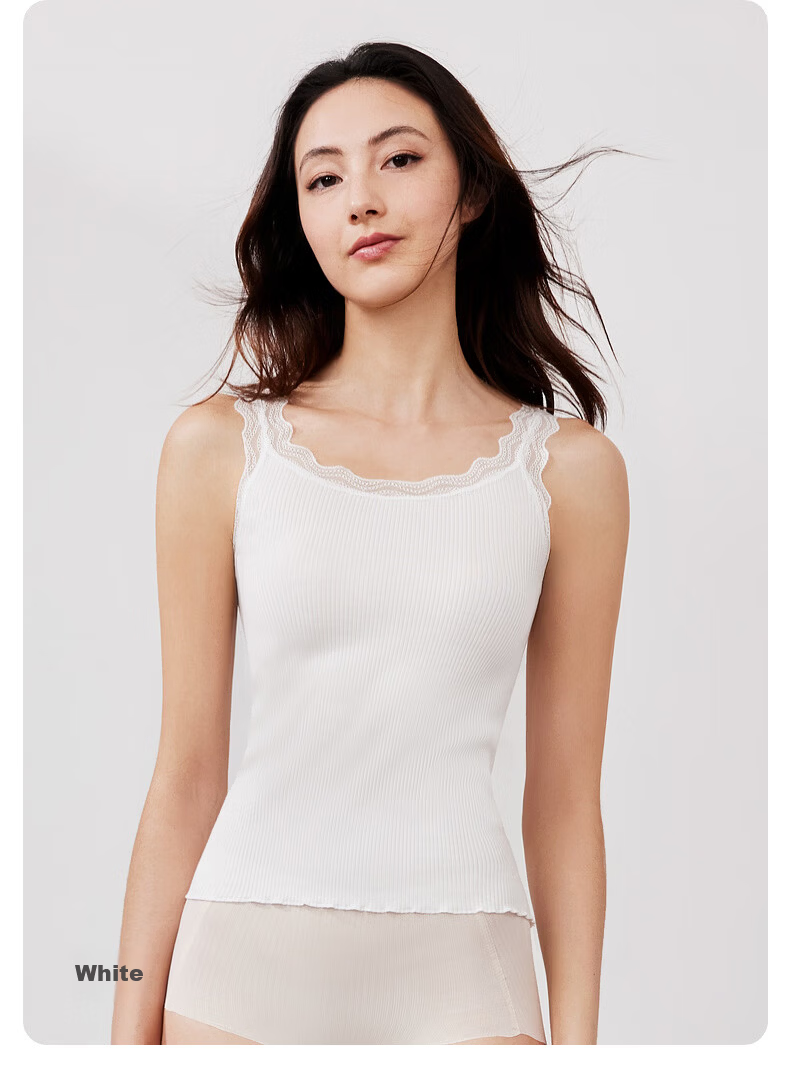 Maniform Women's Ribbed Sexy Lace Wearable Base Layer 3A Antibacterial Beautiful Back Tank Top 16
