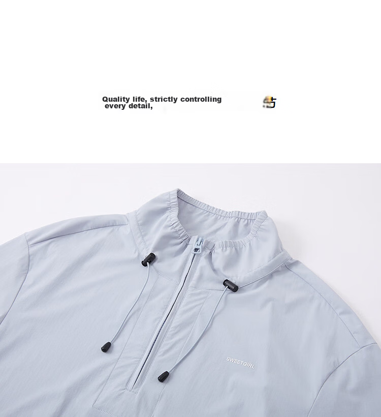 Demana Eco-friendly Ice Algae Mud Spring Outdoor Zipper Half-Open Collar Drawstring Transparent Silicone Letter Women's Sweatshirt 12