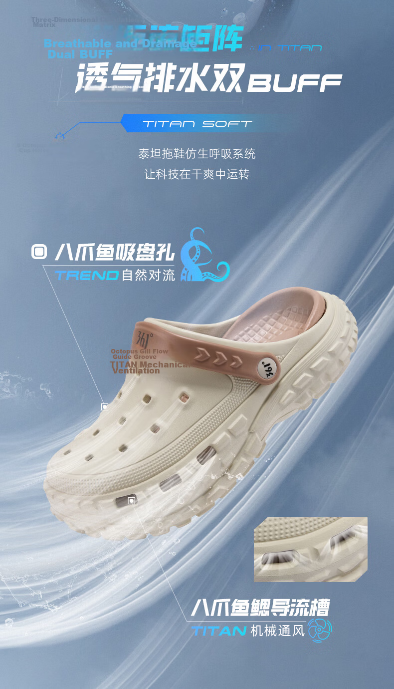 361° Men's 2026 New Summer Outdoor Non-Slip Detachable Beach Sandals Thick Sole Height Increasing Clogs 10