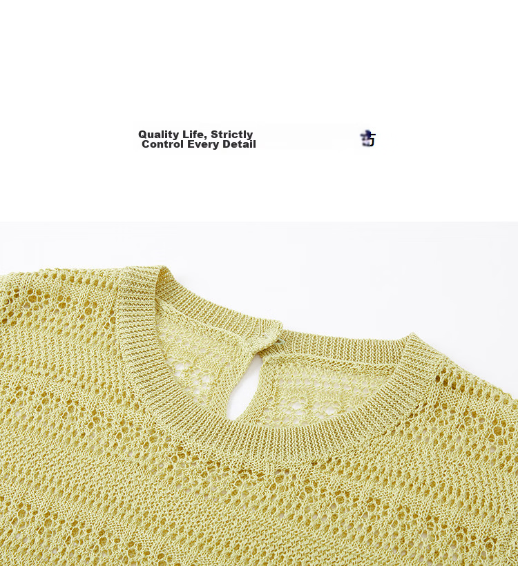 Demana [Lyocell] Summer Minimalist Hollow Jacquard Raglan Stripe Loose Slim Knit Sweater for Women Premium Feel 15