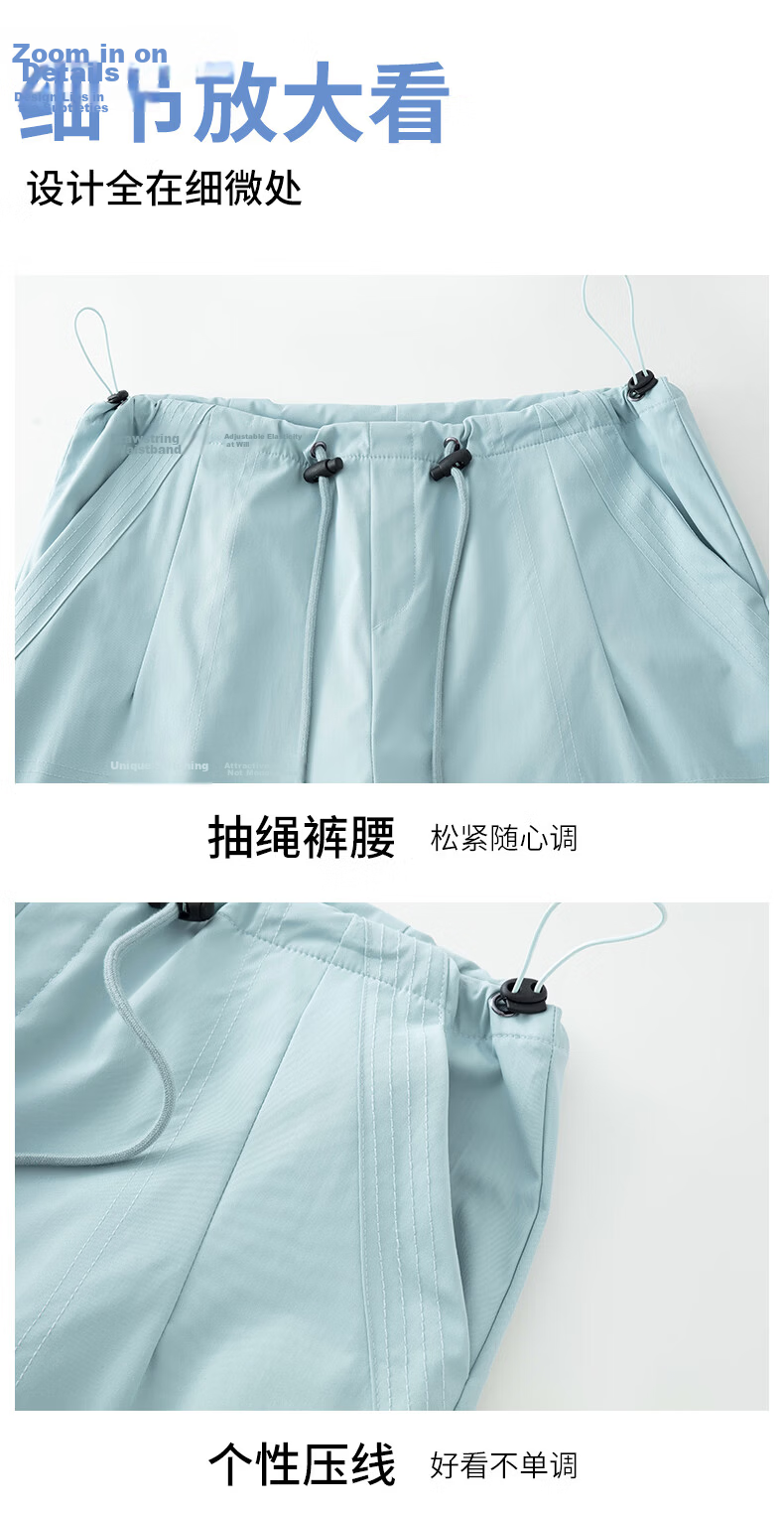 Langsha Women's American Style Parachute Work Pants Summer Thin Quick-Dry Sports Straight-Leg Sun-Protective Hiking Casual Wide-Leg Pants 18
