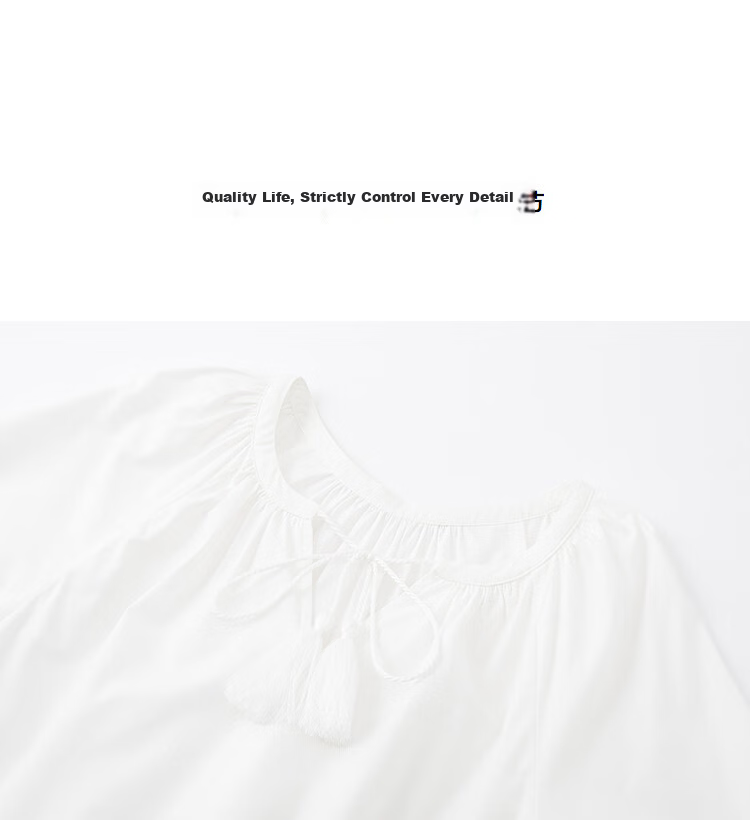 Demana Fresh Cotton Summer Elegant Tassel Ribbon Waist Slimming Conceal Body Dress for Women High-End Feel 11