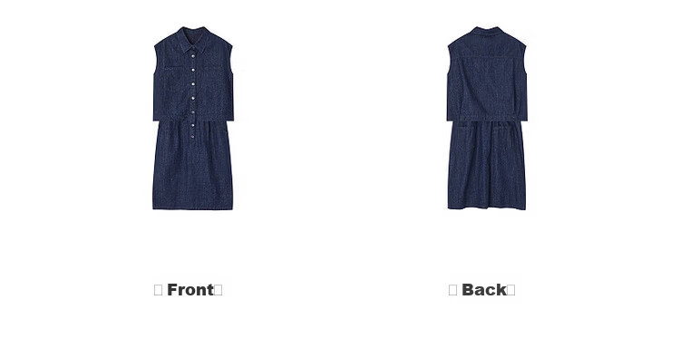 Demana Denim Cloud Oxygen Summer Vintage Faux Two-Piece Sleeveless Collared Petite Denim Dress for Women Premium Feel 11
